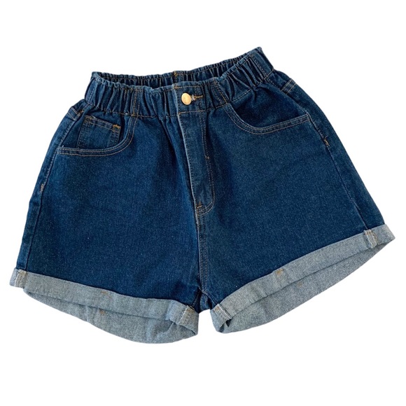 SHEIN Pants - SHEIN High Rise Mom Jean Shorts Elastic Waist